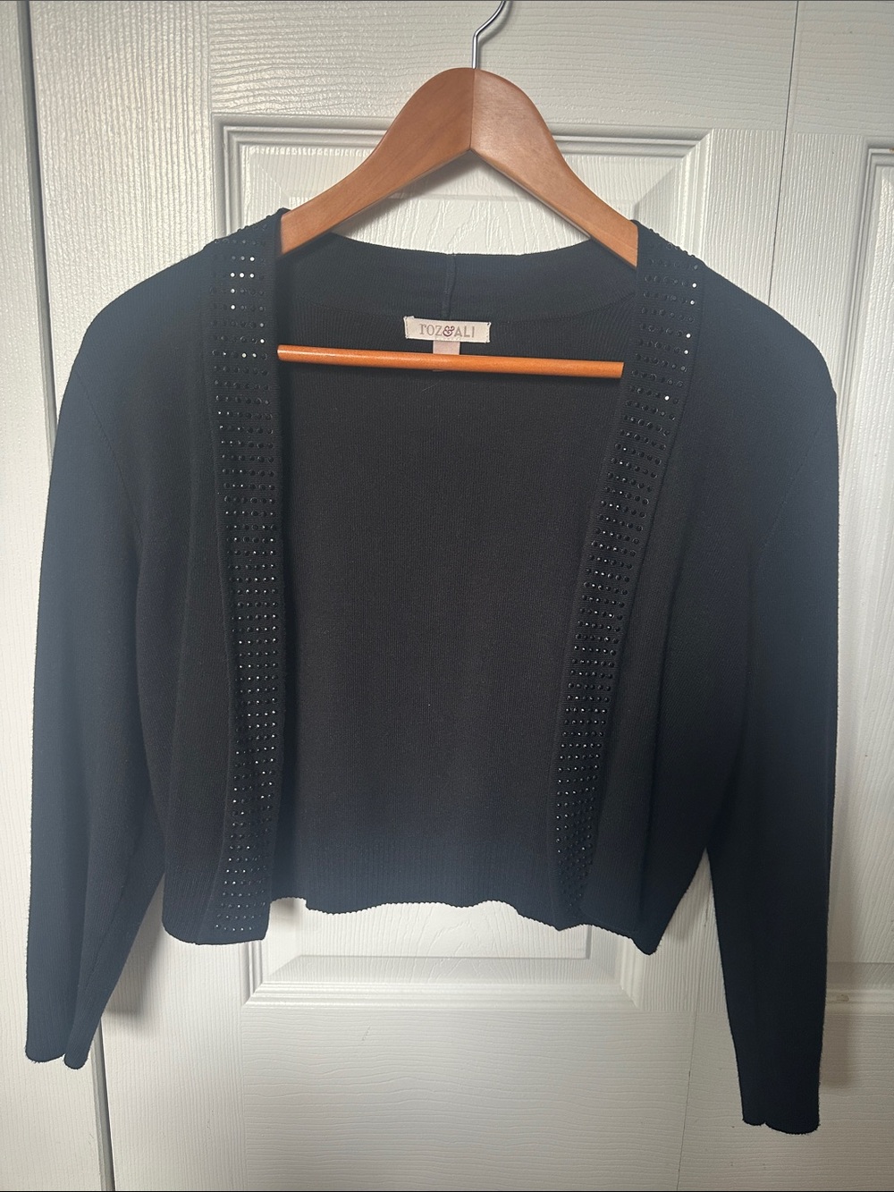 Black Open-Front Embellished Women's Sweater